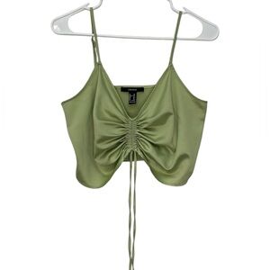 Forever 21 Scrunched Sage Green Crop Top Size M